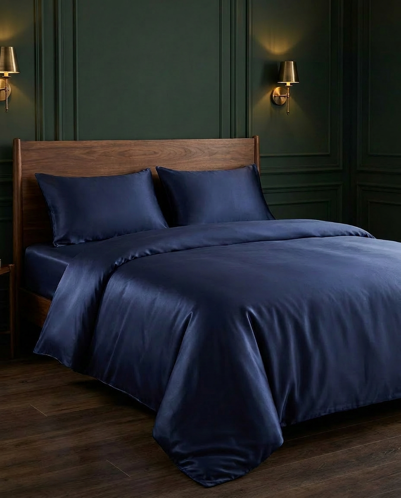 Das Seiden-Bettwäsche-Set — Nº 28 Bleu Nuit